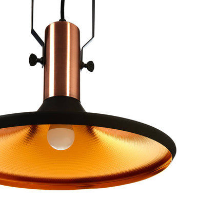 Orsina Argo Large Industrial Pendant Light – Matte Black & Copper