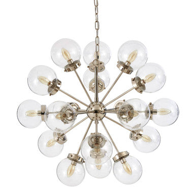Orsina Asterid 18-Light Starburst Chandelier – Silver & Glass Globe