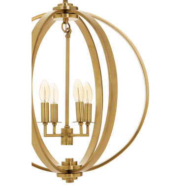 Orsina Censer Antique Brass Orb Pendant Light – 4-Light Chandelier