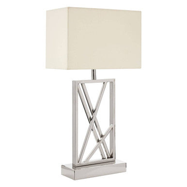 Orsina Trajectory Silver Stainless Steel Table Lamp with Cream Shade