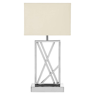 Orsina Trajectory Silver Stainless Steel Table Lamp with Cream Shade
