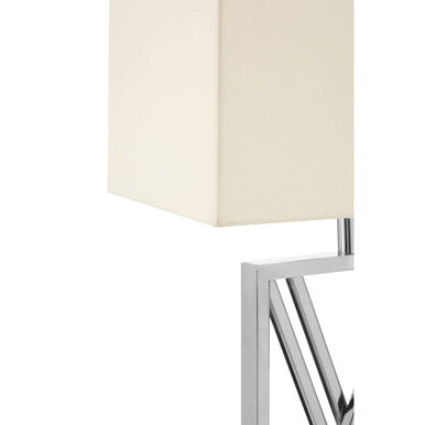 Orsina Trajectory Silver Stainless Steel Table Lamp with Cream Shade