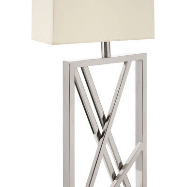 Orsina Trajectory Silver Stainless Steel Table Lamp with Cream Shade