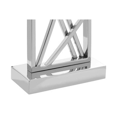 Orsina Trajectory Silver Stainless Steel Table Lamp with Cream Shade