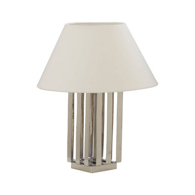 Orsina Brendan Table Lamp – White and Silver Hammered Metal Design