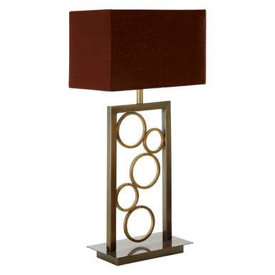 Orsina Globule Table Lamp – Gold Stainless Steel with Maroon Shade