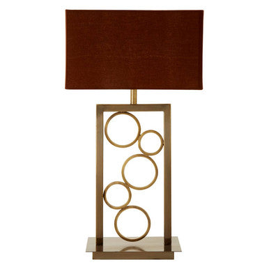Orsina Globule Table Lamp – Gold Stainless Steel with Maroon Shade