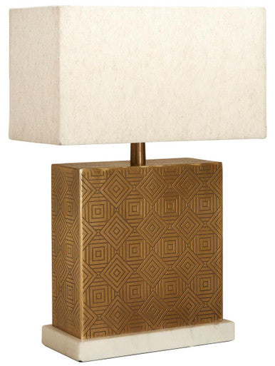 Orsina Savoy Gold Table Lamp with Marble Base and Geometric Shade