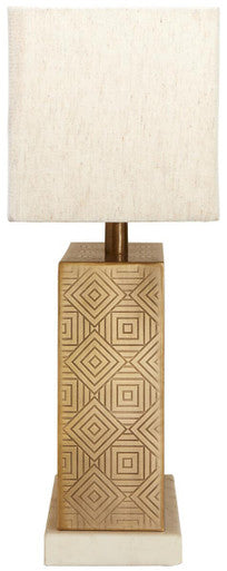Orsina Savoy Gold Table Lamp with Marble Base and Geometric Shade