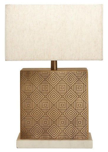 Orsina Savoy Gold Table Lamp with Marble Base and Geometric Shade