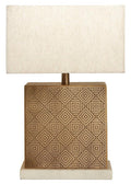 Orsina Savoy Gold Table Lamp with Marble Base and Geometric Shade
