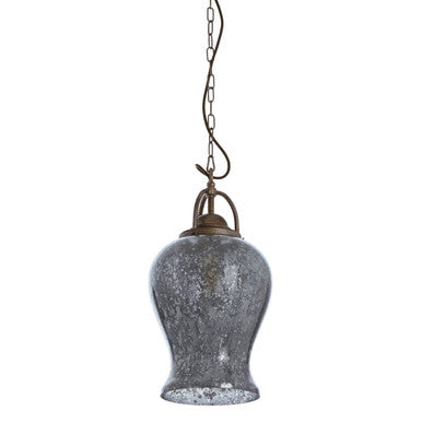Orsina Terina Antique Silver Pendant Light | Mirrored Glass Shade