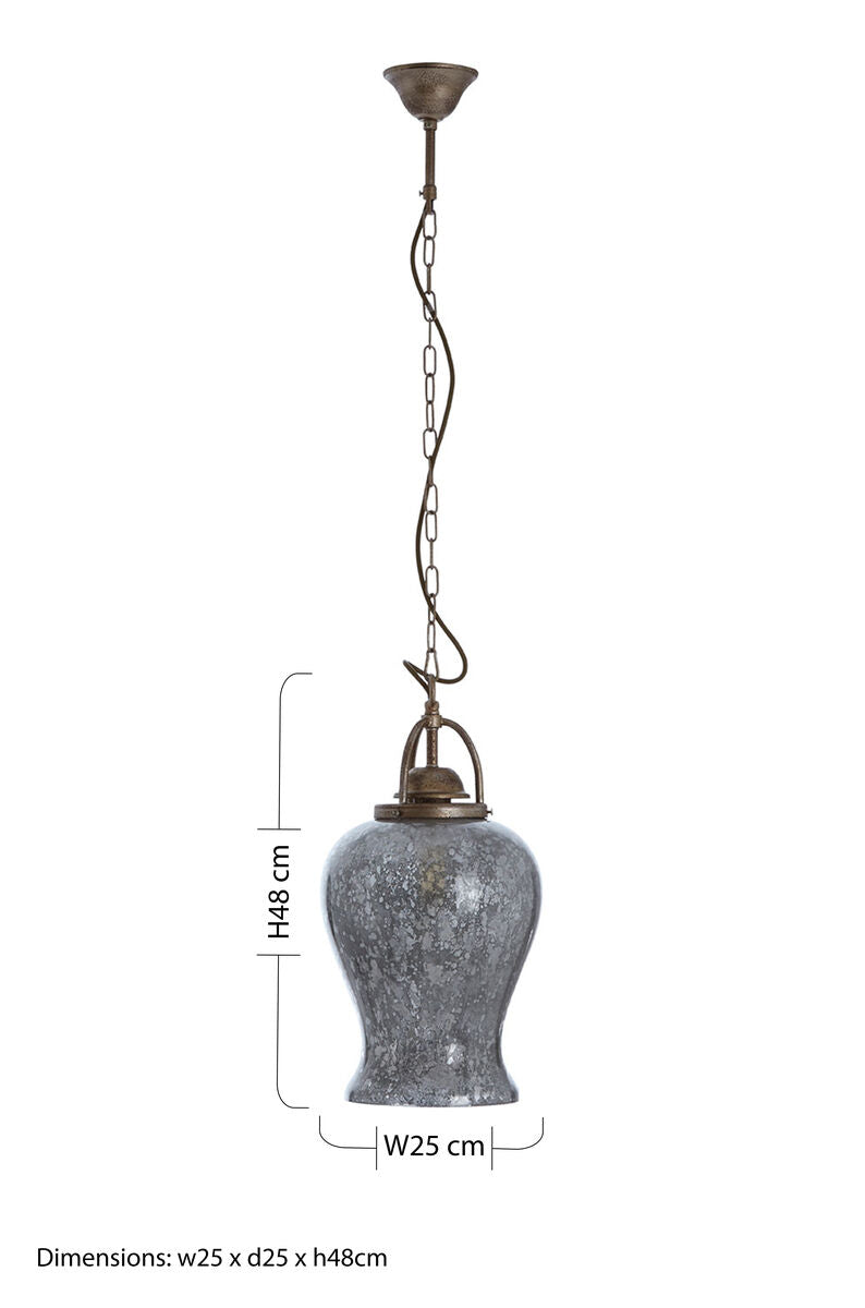 Orsina Terina Antique Silver Pendant Light | Mirrored Glass Shade
