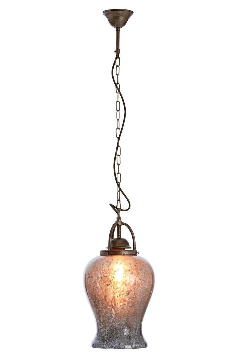Orsina Terina Antique Silver Pendant Light | Mirrored Glass Shade