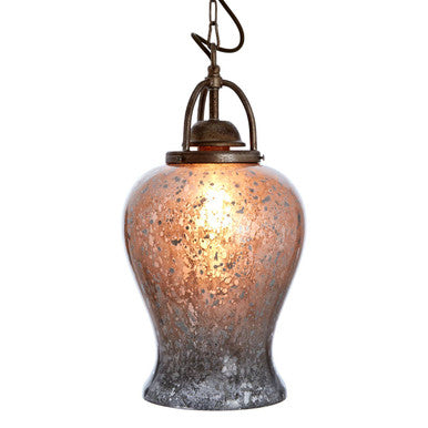 Orsina Terina Antique Silver Pendant Light | Mirrored Glass Shade