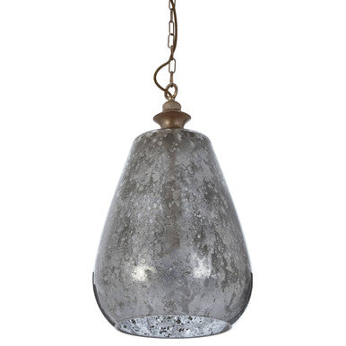 Orsina Terina Large Pendant Light – Antique Mirrored Glass Bell