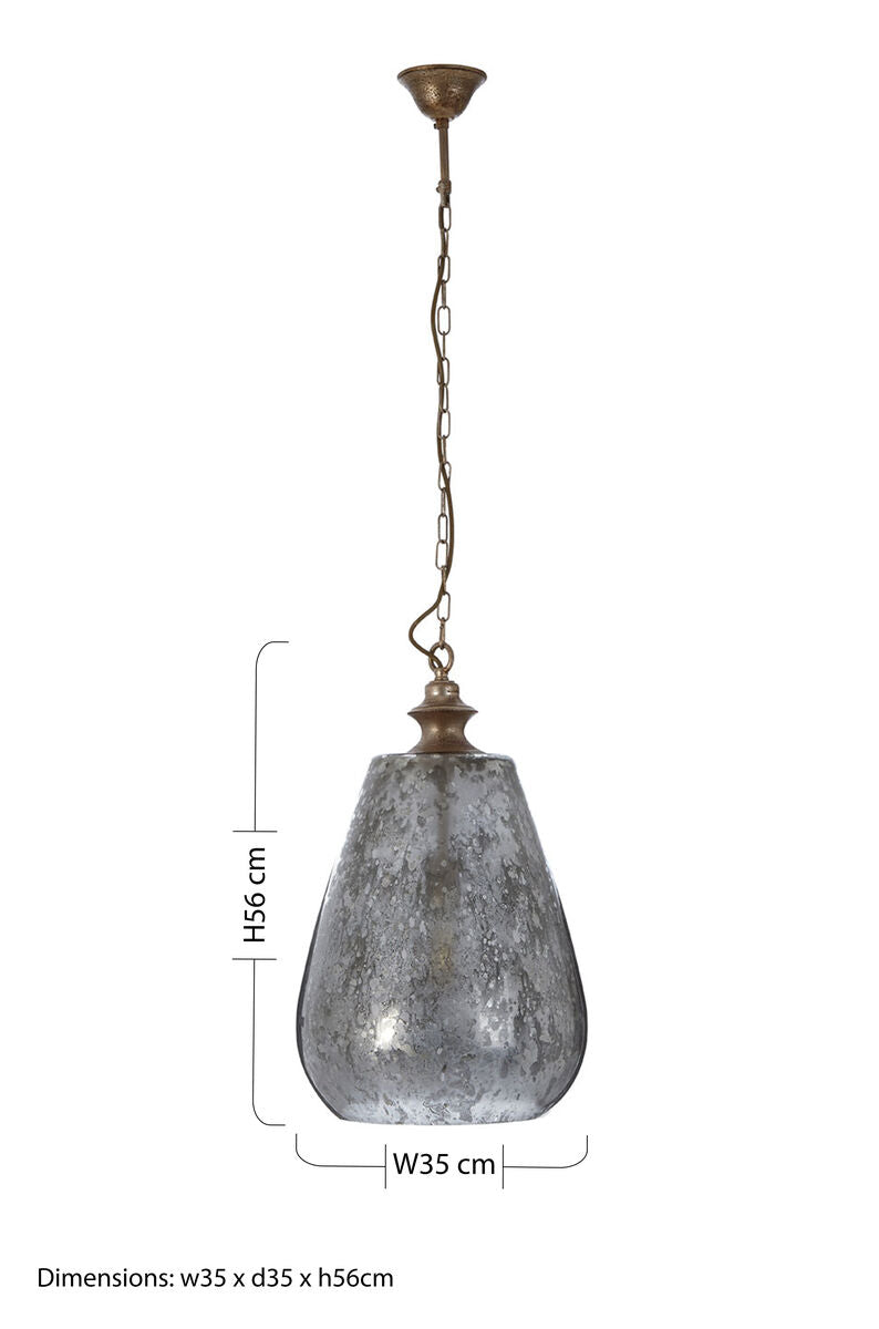 Orsina Terina Large Pendant Light – Antique Mirrored Glass Bell
