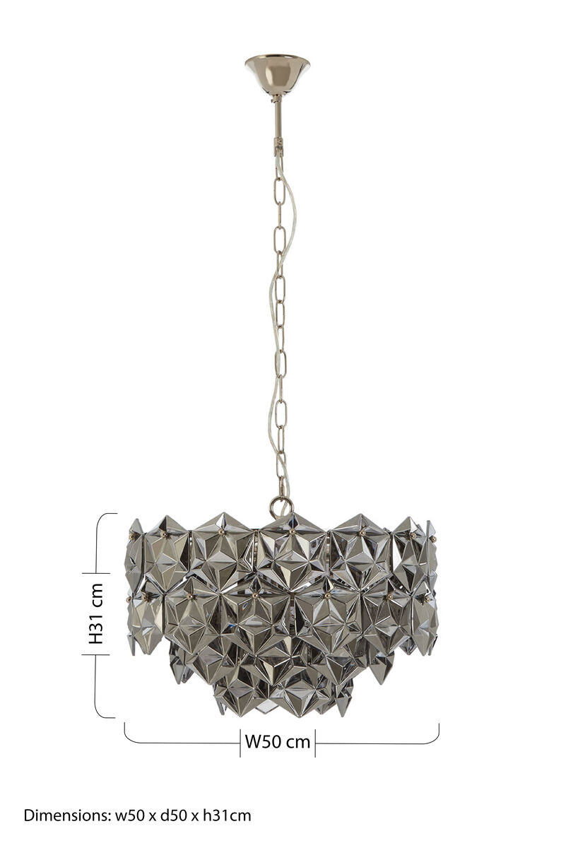 Orsina Rydello Smoked Grey Glass Chandelier – Geometric Modern Lighting