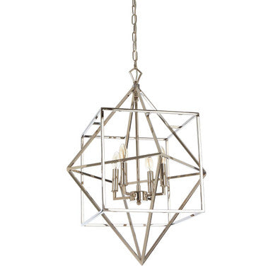 Orsina Kamara Square Chandelier | Nickel-Plated Geometric Pendant