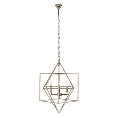 Orsina Kamara Square Chandelier | Nickel-Plated Geometric Pendant
