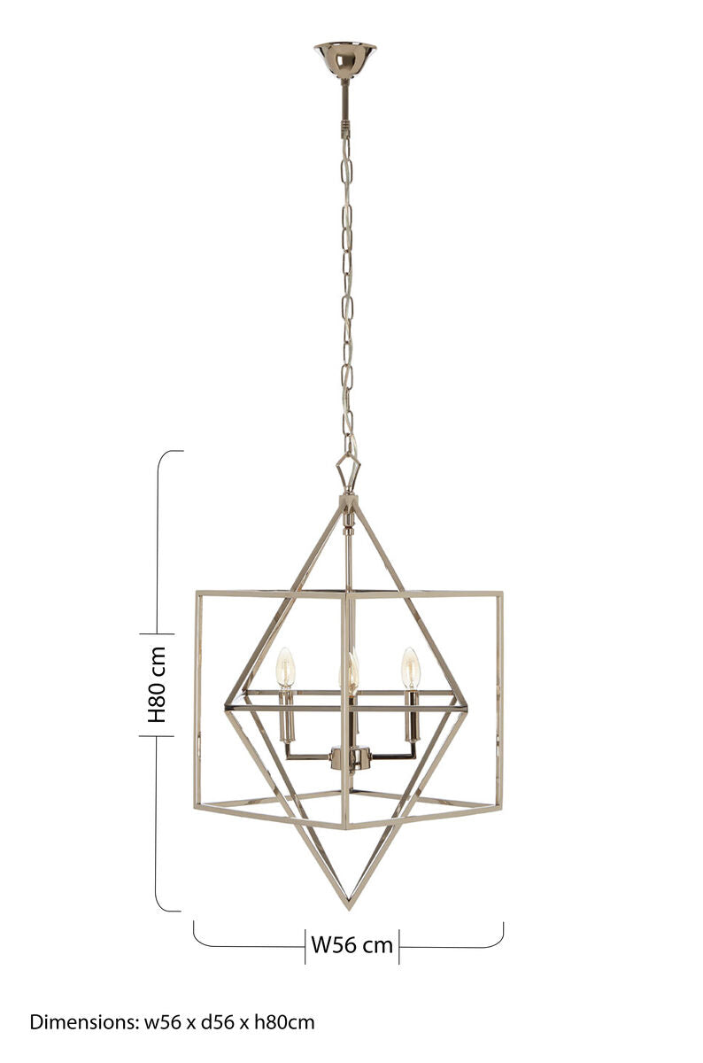 Orsina Kamara Square Chandelier | Nickel-Plated Geometric Pendant