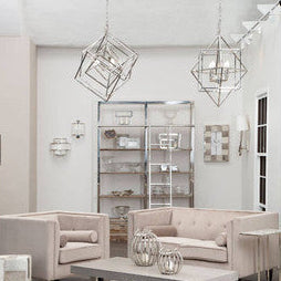 Orsina Kamara Square Chandelier | Nickel-Plated Geometric Pendant