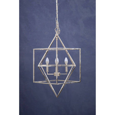 Orsina Kamara Square Chandelier | Nickel-Plated Geometric Pendant