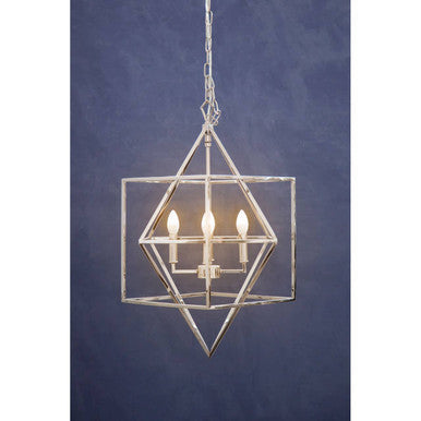 Orsina Kamara Square Chandelier | Nickel-Plated Geometric Pendant