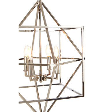 Orsina Kamara Square Chandelier | Nickel-Plated Geometric Pendant