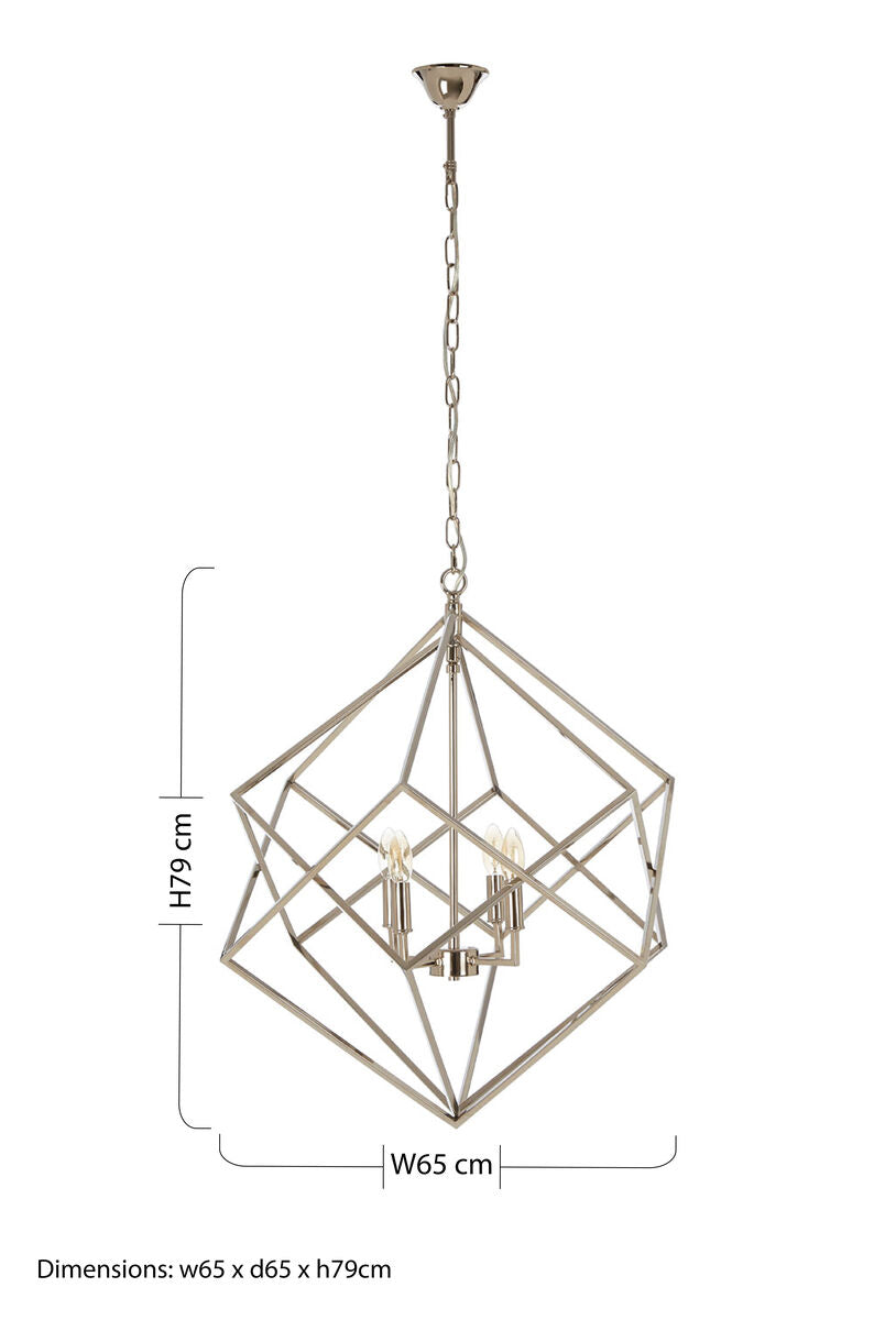 Orsina Kamara Modern Nickel Chandelier | 4-Light Double Box Pendant