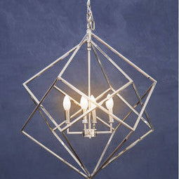 Orsina Kamara Modern Nickel Chandelier | 4-Light Double Box Pendant