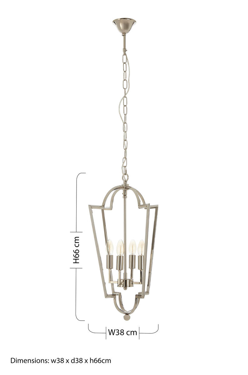 Orsina Venice Tapered Chandelier – 4-Light Nickel Stainless Steel
