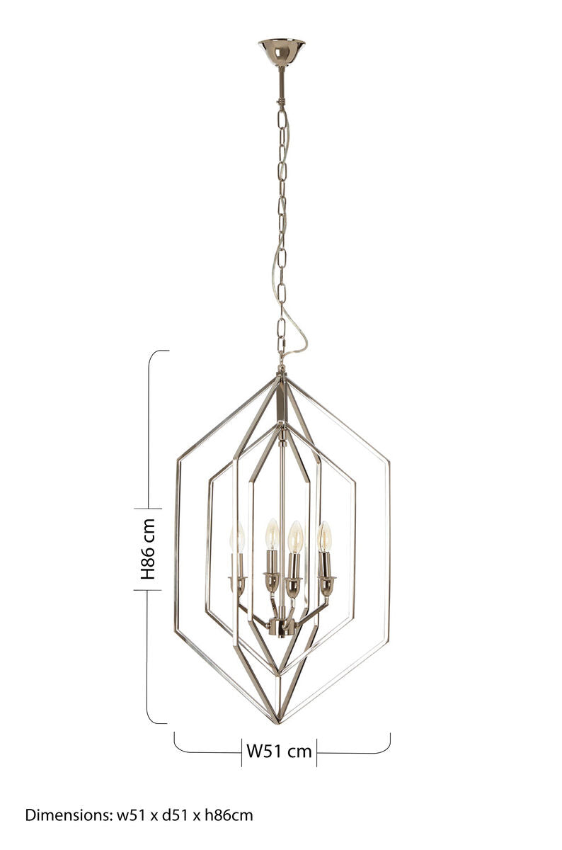 Orsina Venice Hexagonal Chandelier – Nickel Plated Stainless Steel