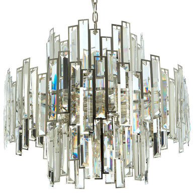 Orsina Kelona Large Crystal Chandelier – Silver Bevelled Glass Light