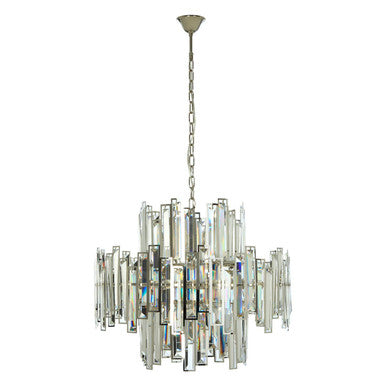 Orsina Kelona Large Crystal Chandelier – Silver Bevelled Glass Light