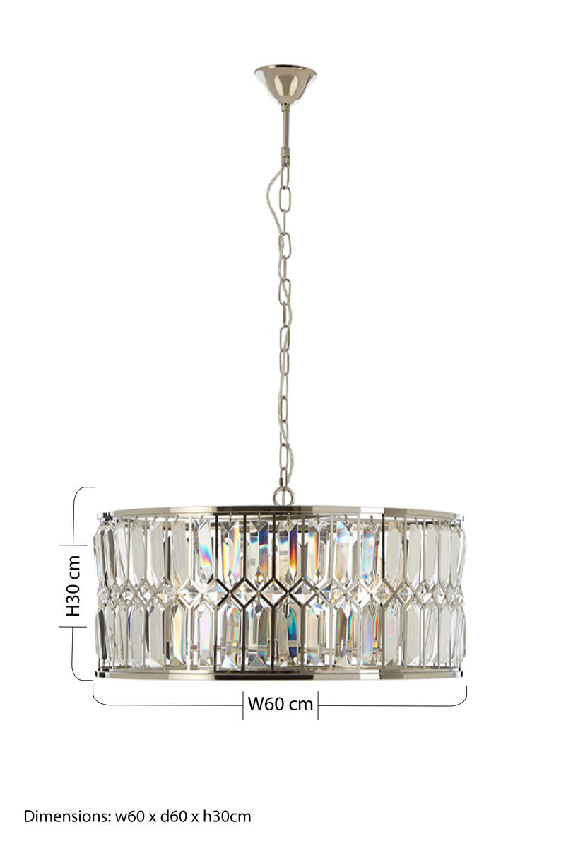 Orsina Marentina Round Crystal Chandelier – Nickel & Stainless Steel