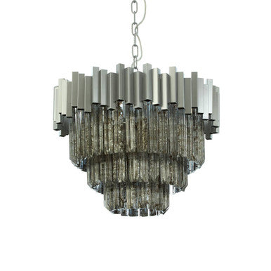 Orsina Lustra Small Nickel Chandelier | Antique Mirrored Glass