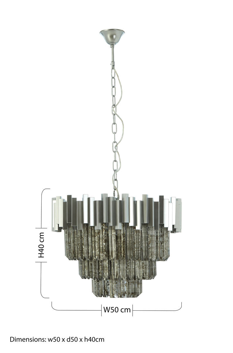 Orsina Lustra Small Nickel Chandelier | Antique Mirrored Glass