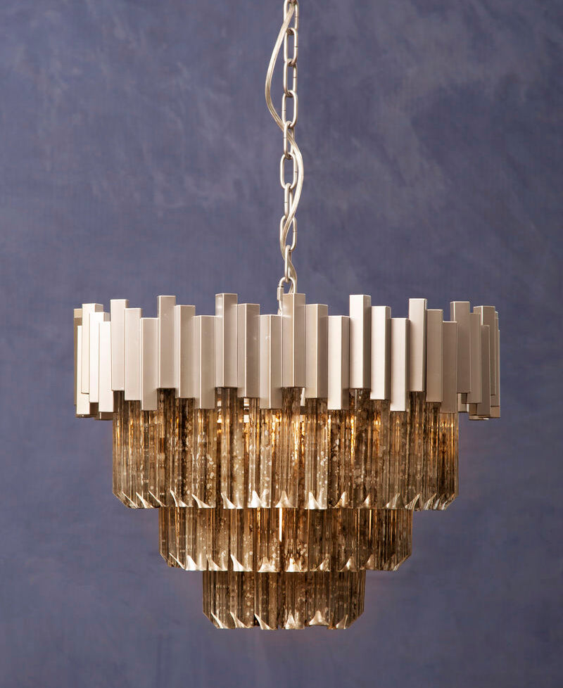 Orsina Lustra Small Nickel Chandelier | Antique Mirrored Glass