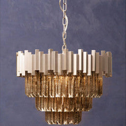 Orsina Lustra Small Nickel Chandelier | Antique Mirrored Glass