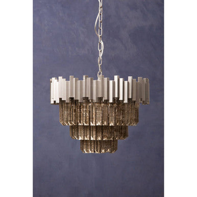 Orsina Lustra Small Nickel Chandelier | Antique Mirrored Glass
