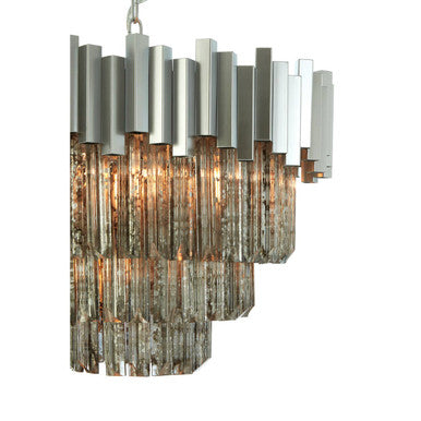 Orsina Lustra Small Nickel Chandelier | Antique Mirrored Glass