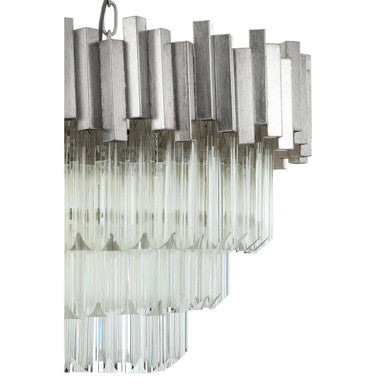 Orsina Lustra Small Silver Chandelier – Tiered Bevelled Glass Light