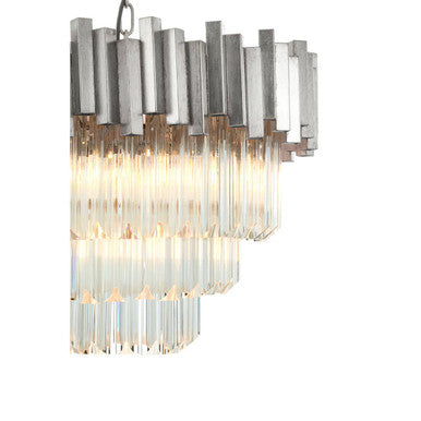 Orsina Lustra Small Silver Chandelier – Tiered Bevelled Glass Light