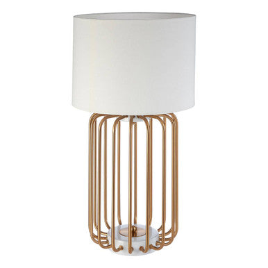 Orsina Zora Gold Caged Table Lamp – Modern Iron Base with Linen Shade