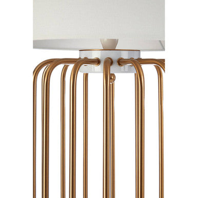 Orsina Zora Gold Caged Table Lamp – Modern Iron Base with Linen Shade