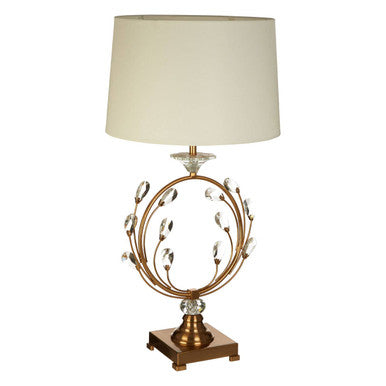 Orsina Zahra Gold Table Lamp | Crystal Branch Design with Linen Shade