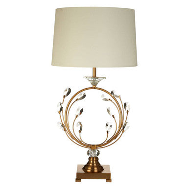 Orsina Zahra Gold Table Lamp | Crystal Branch Design with Linen Shade