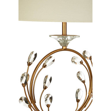 Orsina Zahra Gold Table Lamp | Crystal Branch Design with Linen Shade