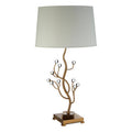 Orsina Zeva Table Lamp – Gold Iron & Crystal Accent with White Linen Shade